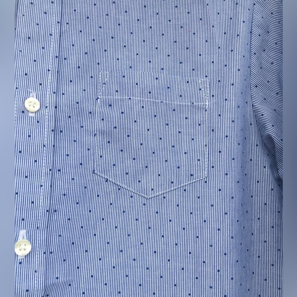 Blue Chaps Cotton  Long Sleeve Button Down small lines and dots - Picture 4 of 9